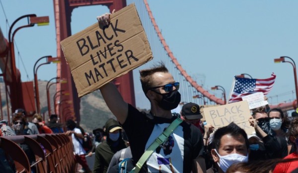 Demonstrators march during a protest against racial inequality in the aftermath of the death of George Floyd, San Francisco, Calif., June 6, 2020.